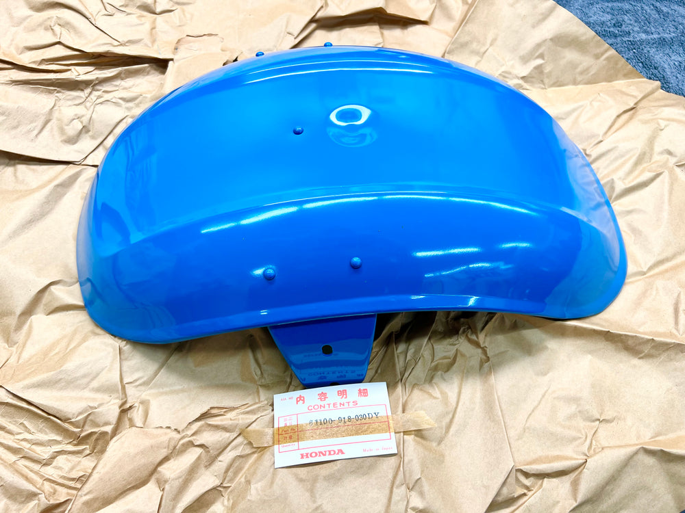 NOS Honda 1970-71 US90 steel front fender Aquarius blue  # 61100-918-030DY